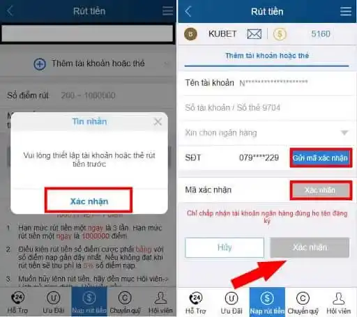 Hướng dẫn rút tiền Kubet mới nhất 2024